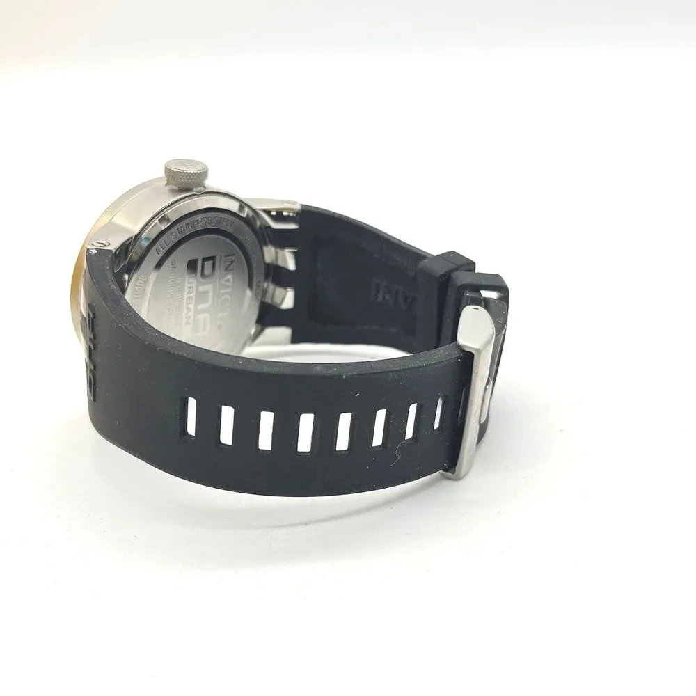 Invicta DNA Urban‎ 10408 Mens Watch Grey Dial Pink Accents Black Silicone Strap